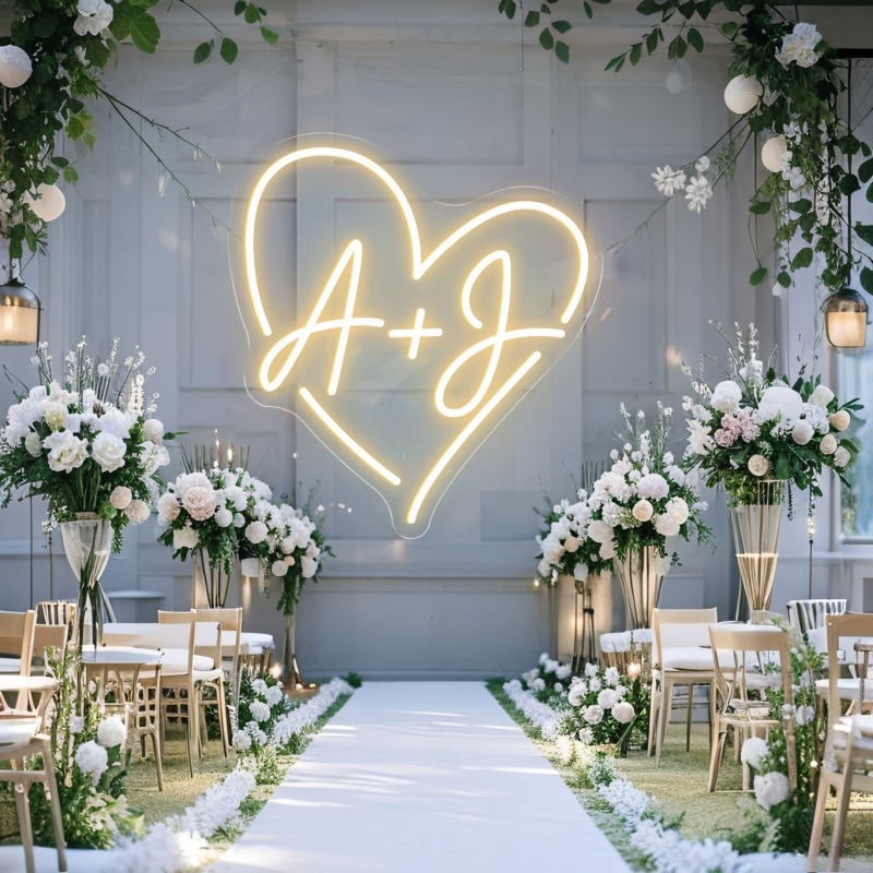 Tanda Neon LED Hati Inisial Ku - Lighting Decor Ideas ulasan dan harga