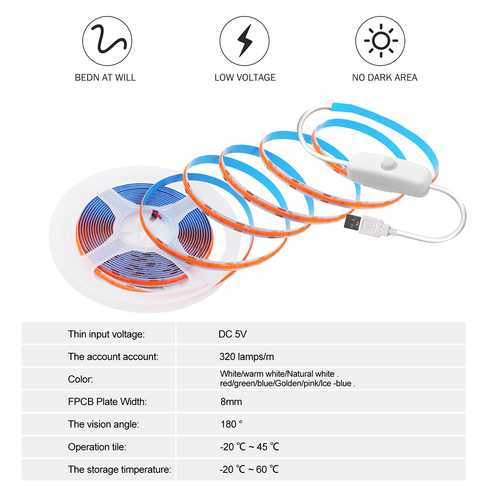 5V USB Switch LED COB Strip La - Decor Lighting Hours ulasan dan harga