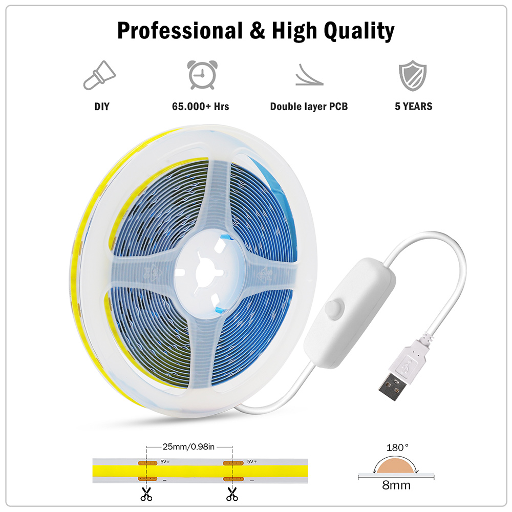 5V USB Switch LED COB Strip La - Decor Lighting Hours ulasan dan harga